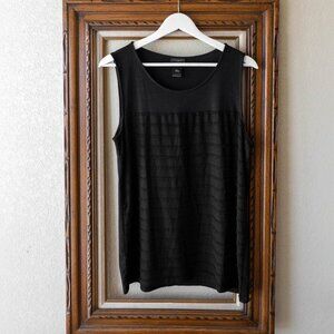 Ann Taylor Black Sleeveless Ruffle Top Size Large Classic Casual Chic Blouse